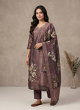 Deep Plum PureTissue Kurti Set with Hand-Embroidered Neckline Geetha Creation