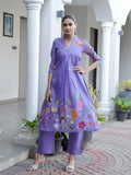 Gulbahaar Grace Purple Hand Painted Co-ord set Geetha Creation