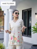 Gracious Glow in Beige Hand Painted Co-ord set Geetha Creation