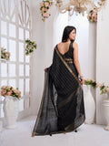 Pure Black Checks with Copper Glow Tussar Silk Saree Geetha Creation