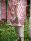 Beige and Rust Striped Semi Formal Ready to Wear Silk Kurta Set Geetha Creation