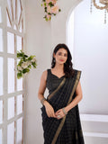 Pure Black Checks with Copper Glow Tussar Silk Saree Geetha Creation