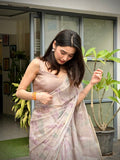 Lilac Vineyard Floral Radiant Satin Saree CSB1