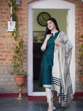 Blissful Green & Beige Ready to Wear Cotton Silk Kurti Set