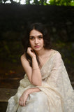 Vanilla Soft Satin Saree with Fusion Embroidery CSE Geetha Creation