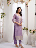 Lilac Blossom Ready To Wear Chanderi Silk Kurta Set Geetha Creation