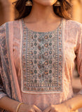 Subtle Beige Linen Kurta Set with Dupatta Geetha Creation