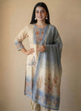 Blue Crane Floral Printed Linen Kurti Set Geetha Creation