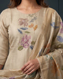 Natural Linen Beige Pure Tissue Kurti Set Geetha Creation