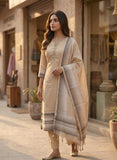 Soft Beige Semi Tussar Kurta Set with Dupatta Geetha Creation