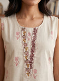 Beige Linen Sleeveless Kurta Set with Dupatta Geetha Creation