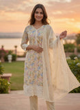 Pastel Tone Cotton Kurta Set with Dupatta Geetha Creation