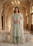Mint Green Cotton Ready to Wear Kurta Set with Floral Dupatta Geetha Creation