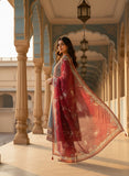 Women Slate Grey & Maroon Royal Heritage Pure Viscose Hand-Embroidered Kurta Set