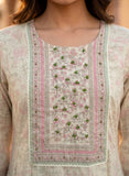 Light Pastel Linen Anarkali Kurta Set with Dupatta Geetha Creation