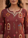 Deep Maroon Cotton Ethnic Kurta Pant Dupatta Set Geetha Creation
