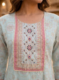 Pastel Blue Linen Anarkali Suit Set with Dupatta Geetha Creation