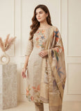 Soft Sand Beige Pure Tissue Hand-Embroidered Kurta Set Geetha Creation