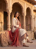 Beige Linen Anarkali Kurta Set with Red Dupatta Geetha Creation