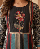 Teal & Black Floral Stripe Cotton Kurta Set with Dupatta Geetha Creation