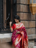 Royal Red Paithani Saree | Royal Red Buttery Soft Silk Paithani Saree Geetha Creation