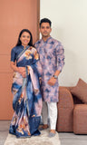 Cloudy Blue Unstitched Couple Set