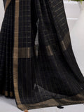 Pure Black Checks with Copper Glow Tussar Silk Saree Geetha Creation
