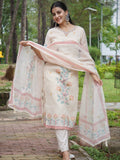 Pastel Floral Linen Ready to Wear Kurti Set