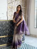 Luxurious Lavender with Chikoo Semi Tussar Saree Geetha Creation