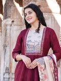 Heritage Wine Ready to Wear Anarkali Dress