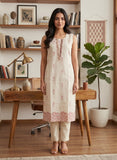 Beige Linen Sleeveless Kurta Set with Dupatta Geetha Creation