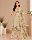 Natural Linen Pista Pure Tissue Kurti Set Geetha Creation
