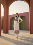 Women Ivory & Blue Floral Pure Viscose Elegant Kurta Set