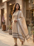 Soft Beige Semi Tussar Kurta Set with Dupatta Geetha Creation
