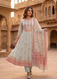 Pastel Blue Linen Anarkali Suit Set with Dupatta Geetha Creation