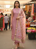 Stylish Pink Cotton Fancy Ready To Wear Kurta Set Geetha Creation