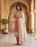 Peach Mul Cotton Kurta Set with Dupatta Geetha Creation