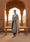 Women Teal Blue Pure Viscose Kurta Set with Handcrafted Yoke & Printed Dupatta