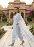 Sky Tint Cotton Kurta Set with Refined Lace Detailing Geetha Creation