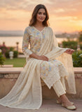 Pastel Tone Cotton Kurta Set with Dupatta Geetha Creation