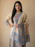 Blue Crane Floral Printed Linen Kurti Set Geetha Creation