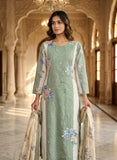 Mint Green Cotton Ready to Wear Kurta Set with Floral Dupatta Geetha Creation