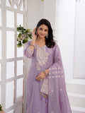 Lilac Blossom Ready To Wear Chanderi Silk Kurta Set Geetha Creation