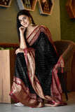 Bandhani Motif Buttery Soft Silk with Contrast Red Jacquard Border Saree Geetha Creation