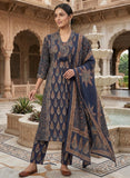 Indigo Cotton Ready to Wear Kurta Set with Dupatta Geetha Creation