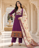 Vanya Wine Viscose Silk Hand-Block Print Kurta Set Geetha Creation