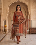 Rust Brown Ethnic Motif Cotton Kurta Set with Dupatta & Straight Pants Geetha Creation
