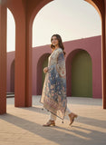 Women Ivory & Blue Floral Pure Viscose Elegant Kurta Set