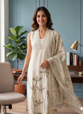 Beige Linen Ready to Wear Kurta Set with Dupatta Geetha Creation