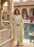 Pastel Yellow Cotton Ready to Wear Kurta Set Geetha Creation